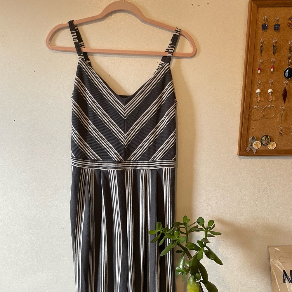Grey and White striped romper